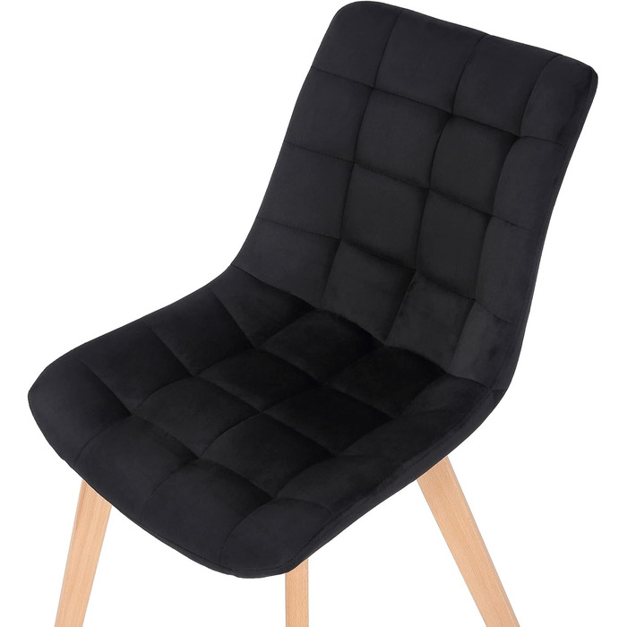 Набір з 2-х обідніх стільців Passaic з велюру, ергономічно м'яко оббиті та з прострочкою, з захистом для підлоги, витримують до 150 кг, колір: чорний