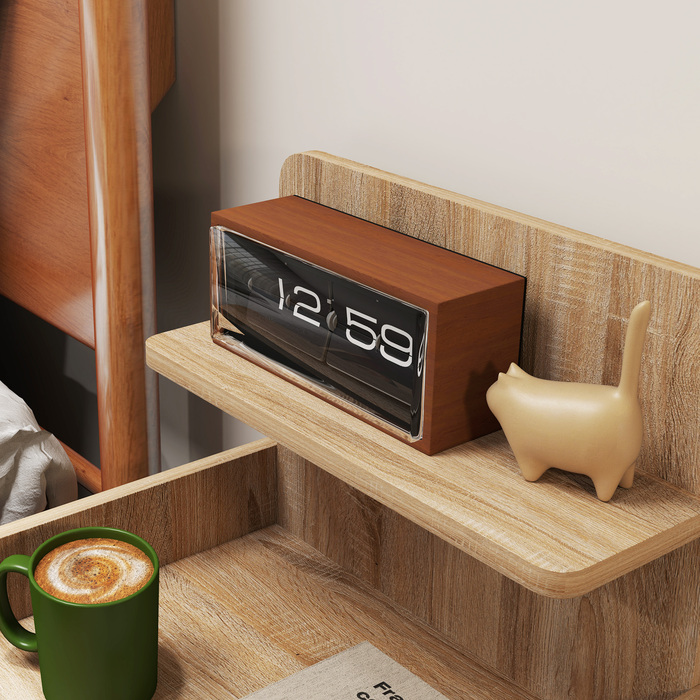 Приліжкова тумбочка з місцем для зберігання, виготовлена з ДСП, з фіксацією від перекидання, сучасний дизайн, натуральне дерево.