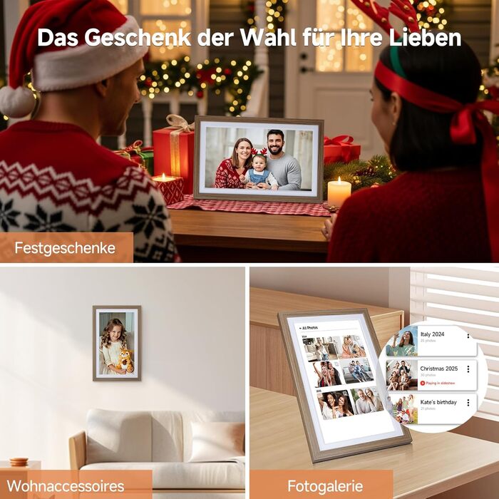 Роллеї Смарт Фрейм WiFi 1010: Цифровий фоторамка 10.1 дюйма з сенсорним екраном IPS, 32GB, дизайн 