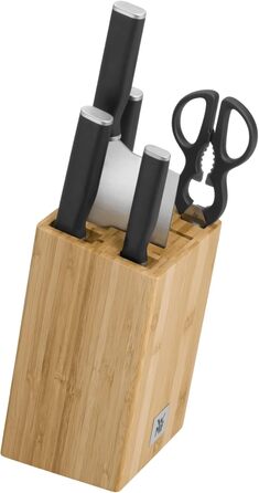 Набір ножів WMF Kineo з підставкою (6 предметів), Made in Germany: 4 ножі, кухоні кусачки, бамбукова підставка, Performance Cut, сталь Messerblock Asia