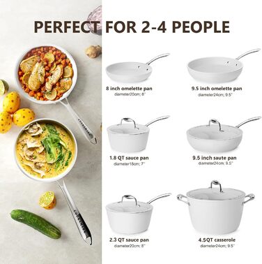 Набір посуду Cooksmart 10 предметів: каструлі, сковороди з антипригарним покриттям, нержавіюча сталь