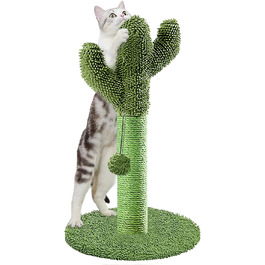 Котяче дерево ІКУСО для кішок з інтерактивним звисаючим м'ячем і мотузками з натурального сизалю, висока стабільність і міцність котячих кігтеток і когтеточки для домашніх кішок, кішок і кошенят (L, зелений) L Зелений