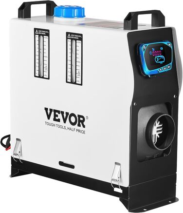VEVOR 12V дизельний опалювач 8KW - авто опалення, повітряний опалювач для авто, RV, човнів, вантажівок, будинків на колесах, автобусів з червоним LCD-вимикачем та 1 виходом для повітря