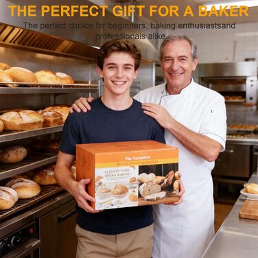 Набір для випікання хліба Gärkorb, повний комплект аксесуарів для випікання хліба (23см круглий & 25см овальний), скребок для тіста, льняний вкладиш, мішалка для тіста & лопатка для хліба. Набір для випікання хліба для початківців та професіоналів