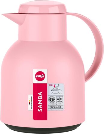 Термос Emsa Samba 1000 мл, білий прозорий, з термоізоляцією, Quick Press, 12 год гаряче, 24 год холодне