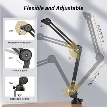 Мікрофонний стійка-тримач TONOR з поп-фільтром та кріпленням 3/8