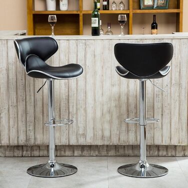 Барний стільць Roundhill Furniture Masaccio з м'яким сидінням з екошкіри, поворотний, з регулюванням висоти, сірий (Чорний), комплект 2 шт.