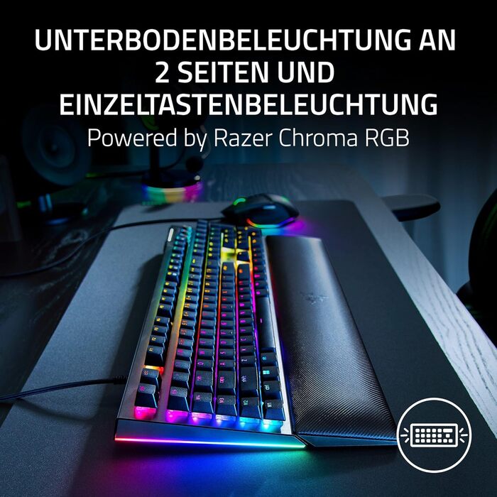 Механічна ігрова клавіатура Razer BlackWidow V4 Green Switch QWERTZ DE з RGB Chroma підсвічуванням та макро-клавішами