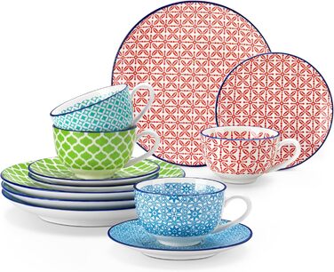 Набір кавовий порцеляновий Vancasso Macaron, 12 предметів, для 4-12 осіб: 12 чашок, 12 підставок, 12 десертних тарілок