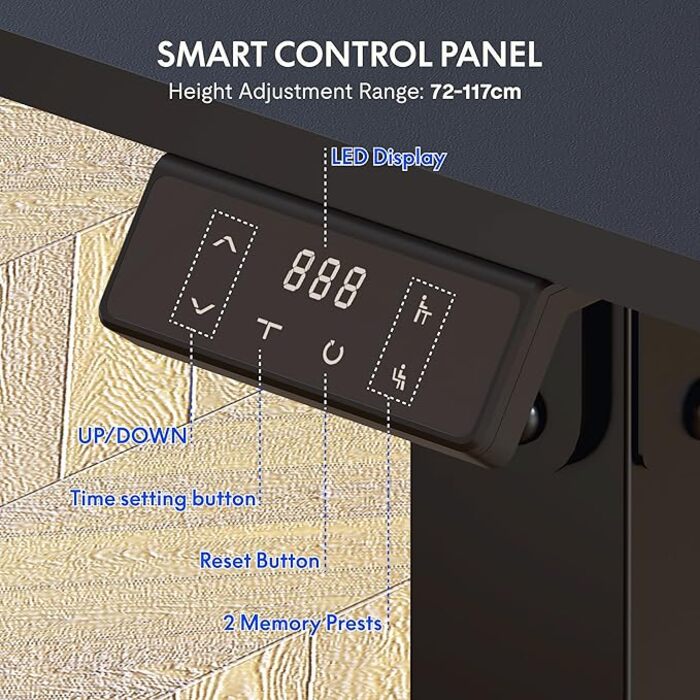 Електричний стіл FLEXISPOT 180x80 см, регульований по висоті, 4 ніжки, 2 мотори, LED-дисплей, функція пам’яті, чорний, можна використовувати як письмовий або обідній стіл