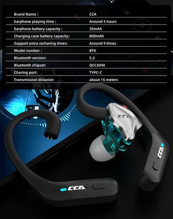 Модуль CCA KZ AZ09 PRO, кабель для навушників IEM, бездротовий AptX, водонепроникний, з мікрофоном