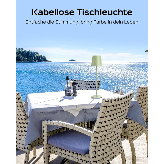 LED-лампа настільна Jackyled бездротова, перезаряджувана, 5000mAh, 3 рівня висоти, 3 температури кольору, регульована яскравість (зелена, 1 шт.)