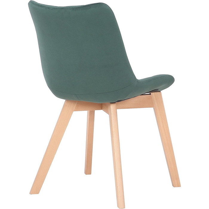 Набір з 2 обідніх стільців Passaic з оксамиту, ергономічні, з м'якою оббивкою та стежкою, з захистом для підлоги, до 150 кг, колір: зелений