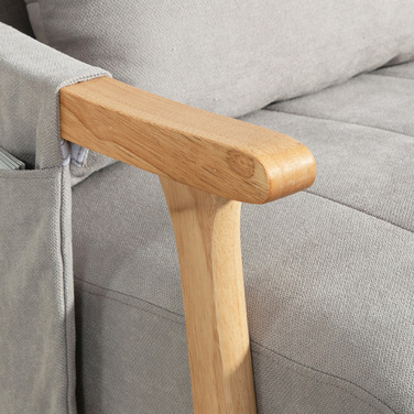 Крісло-гойдалка з подушкою для попереку, широке сидіння, каркас з каучукового дерева, до 120 кг, сірого кольору