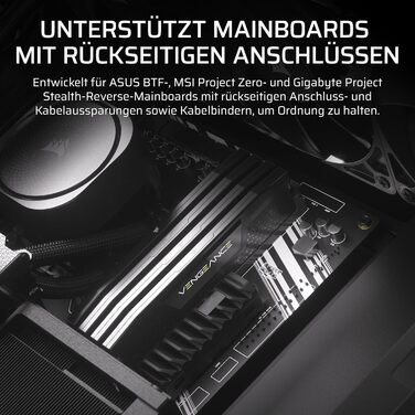 Корпус для ПК CORSAIR 4000D, модульний Mid-Tower ATX, високий повітряний потік, система кріплення вентиляторів InfiniRail™, сумісний з ASUS BTF, MSI Project Zero, Gigabyte Project Stealth, чорний