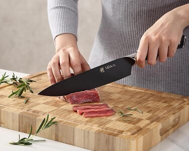 Набір кухонних ножів Wakoli Titanium Noir (5 предметів) з бруском - професійний набір кухонних ножів з титанового покриття, нержавіюча сталь, чорний колір, магнітний бруск