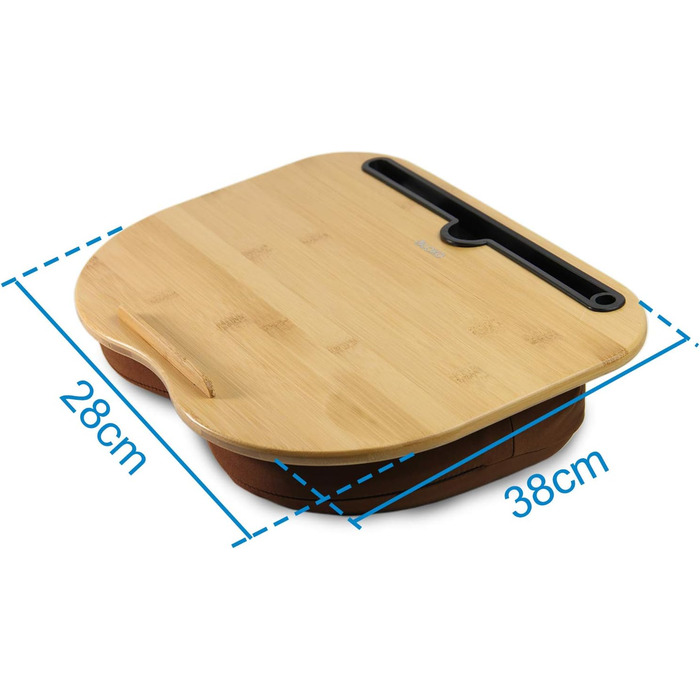 Підставка для ноутбука VLOXO з бамбука для ліжка та дивана, м'яка підкладка, ергономічне коліно, з отвором для кабелю та антиковзким покриттям, для ноутбуків/планшетів/MacBook до 14 дюймів, коричнева