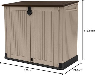 Мультифункціональний ящик для сміття Keter Store-it-Out Midi 845 л, 130x74x110 см, поліпропілен, сірий/чорний, захист від УФ, водонепроникний, з можливістю замикання