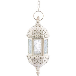 Марокканський ліхтар з металу, підвісний тримач для чайних свічок, металевий і скляний, для внутрішнього і зовнішнього використання, світлодіодний беспламенний з батарейним живленням