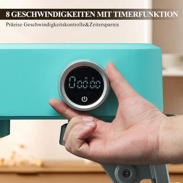 Кухонна машина 5л для замішування тіста: хліб, піца, з таймером, 8 швидкостей, нержавіюча чаша, гак, вінчик, міксер (блакитна)