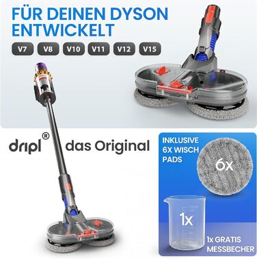 Насадка для крапельної швабри для Dyson V12 електрична швабра для підлоги з резервуаром для води, 6 швабр 1 резервуар для наповнення