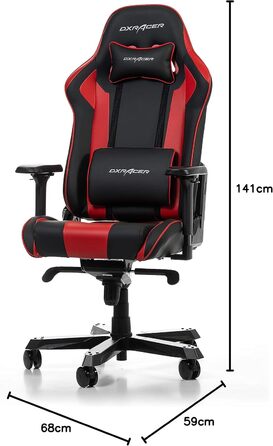 Геймерське крісло DXRacer King K99, шкірозамінник, чорно-червоне, до 200 см