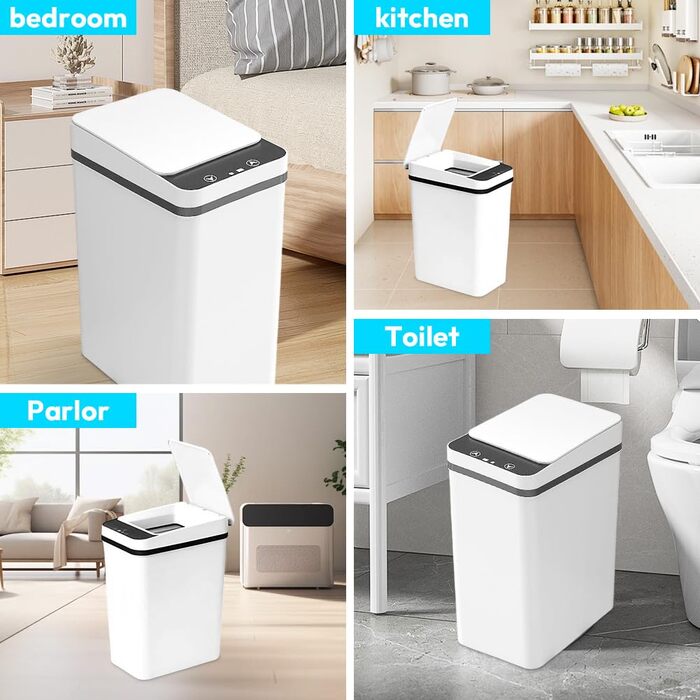 Автоматичний сміттєвий бак Schwarz 8L з сенсором - для ванної, кухні, безшумний, з датчиком, водонепроникний