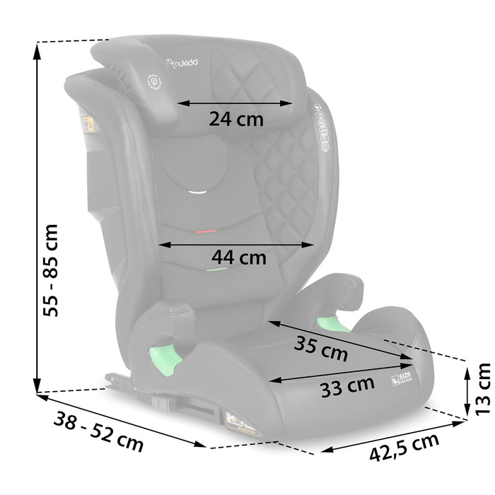 Автокрісло Nukido 15-36 кг, ISOFIX, регулювання підголівника та нахилу, чорний