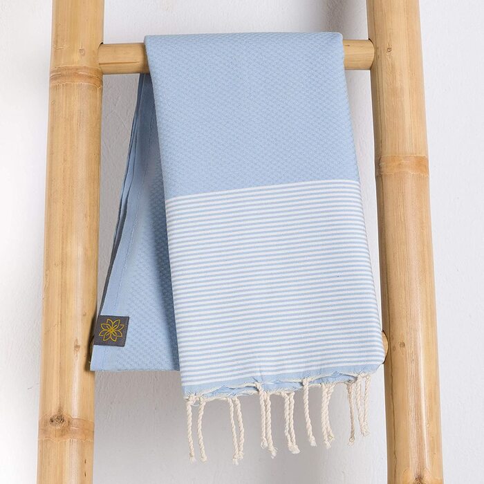 Рушник для сауни АННА АНІК Фута Хамамтух XXL дуже великий 200 х 100 см - пляжний рушник, пляжний рушник, пестемаль, пляжний рушник з 100 туніської бавовни (небесно-блакитного кольору)