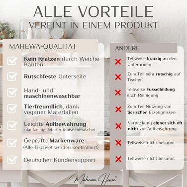 MAHEWA® Преміум комплект підкладок під тарілки з фетру, 6 шт. (Антрацит/Коричневий, Бордовий) - нековзні, миючі, для дому