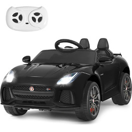 Дитячий електромобіль Jaguar COSTWAY 12V з пультом, музикою та підсвічуванням, чорний, для дітей від 3 років