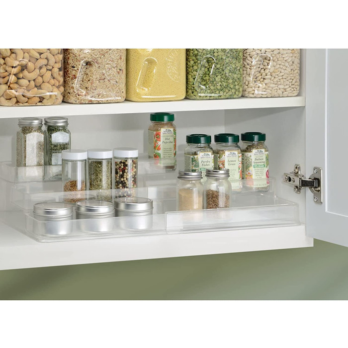 Підставка для спецій mDesign для кухонної шафи і робочої поверхні-Пластикова висувна підставка для спецій для наведення порядку на кухні