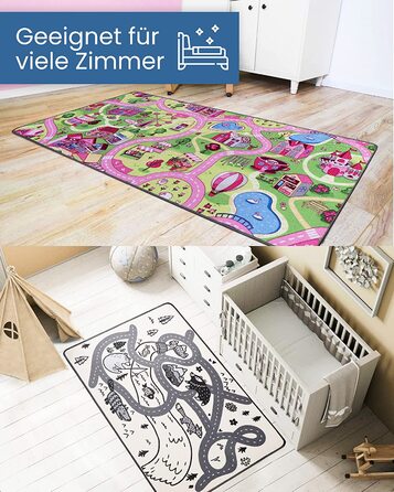 Дорожній килимок-різні мотиви і розміри-міцний дитячий килимок-високоякісний килимок для дитячої кімнати - ігровий килимок для хлопчиків і дівчаток (140 х 200 см, місто)