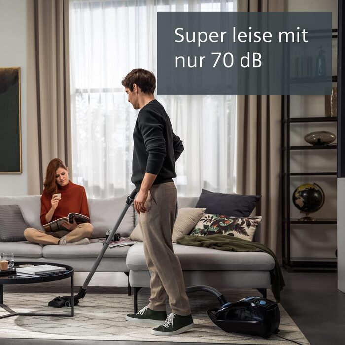 Пилсос Siemens Staubsauger Q5.0 extreme silencePower VSQ5X1230 з мішком, для алергіків, гігієнічний фільтр, 850 Вт, чорний