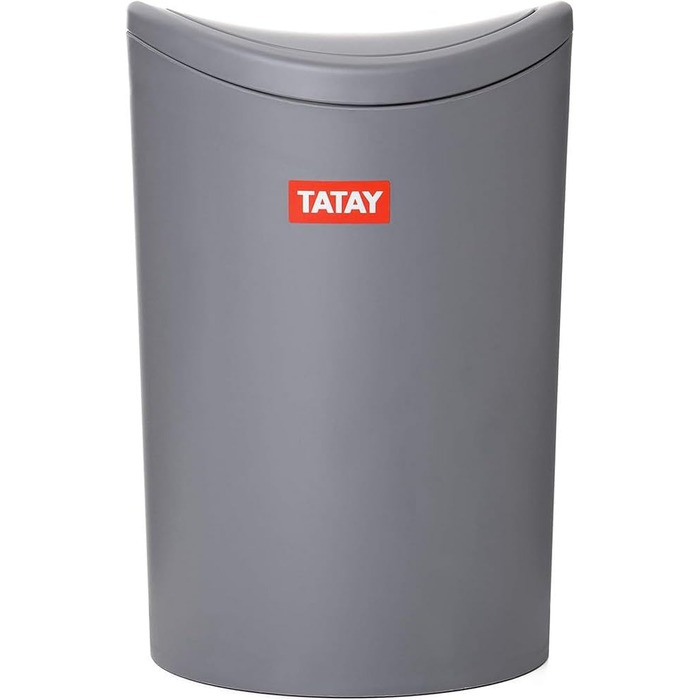 Відро для сміття TATAY для ванної, 6 л, ПП, без вмісту BPA, 19x19x28 см (сірий)