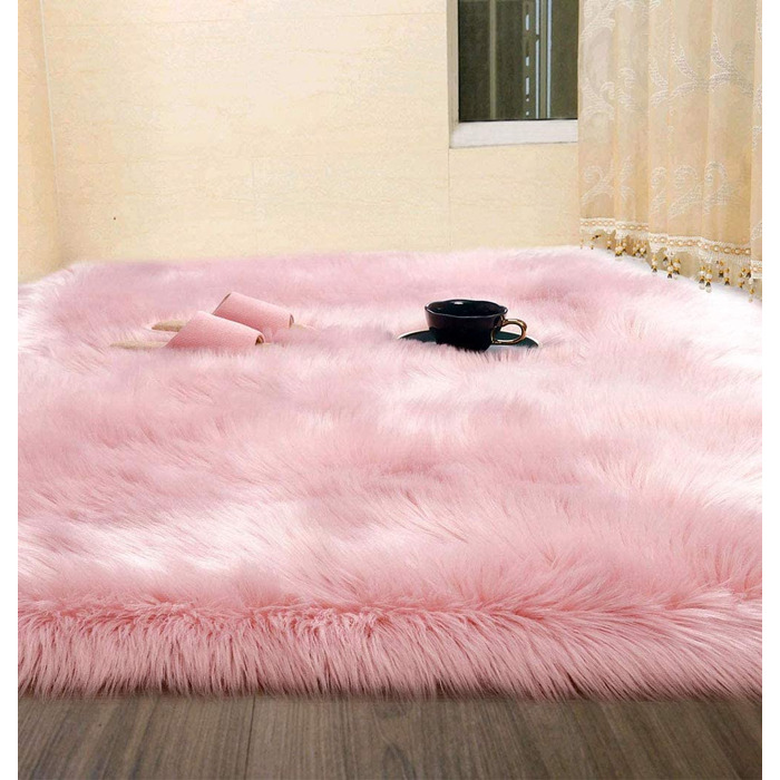 Килим для дому Haresle з високим ворсом 90x160 см рожевий