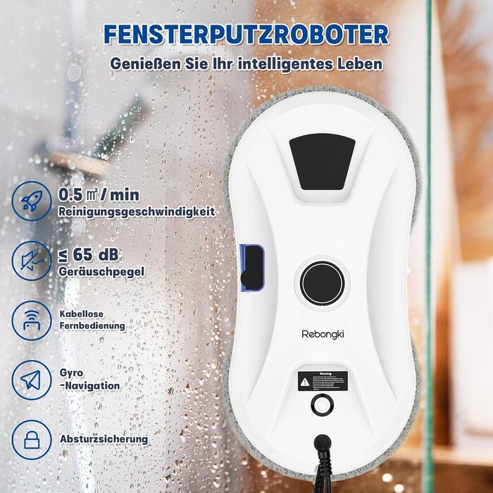 Робот для миття вікон електричний 5600Pa з 3 режимами, інтелектуальним визначенням країв, пультом дистанційного керування, автоматичним подачею води, для внутрішніх та зовнішніх вікон