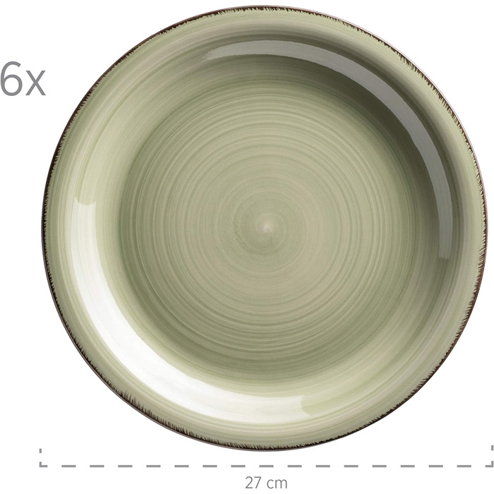 Набір вінтажного посуду 30шт на 6 персон Керамічний обідній сервіз з ручним розписом Керамограніт (зелений)