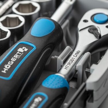 Набір інструментів Högert Technik 38 предметів: валіза з інструментами, тріскачковий набір, набір торцевих головок, біти 1/4