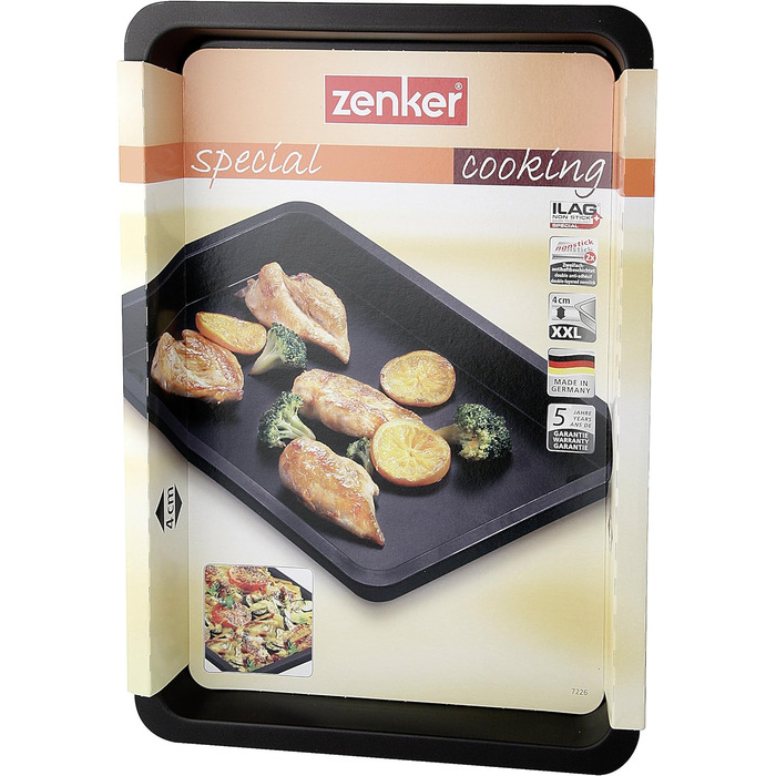 Форма для гриля та запіканки Zenker (42x4x29см), Special Cooking, прямокутна форма для духовки, антипригарне покриття, форма для запікання печені та запіканок (чорна)