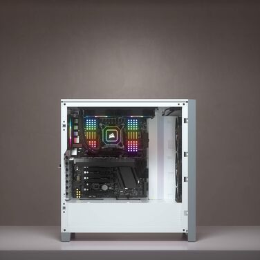 Корпус для ПК CORSAIR iCUE 4000X RGB, середній ATX, білий, із загартованим склом, 3 вентилятори SP120 RGB ELITE, контролер iCUE Lighting Node CORE, високий повітряний потік