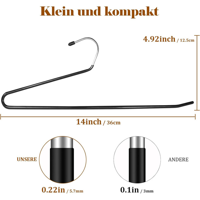 Чохли для штанів SOULNAMAN, 30 шт., металеві, чорні, 36 см, з антиковзкими рифленнями
