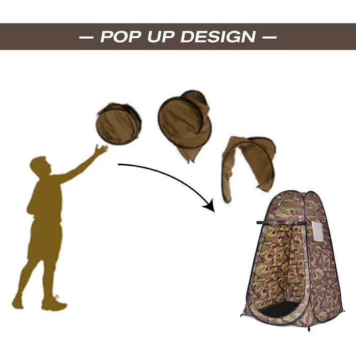 Намет переодягання Relax4Life з системою Pop-up, душовий намет, туалетний намет з вікном, намет-кімнату з поліестеру, 120 x 120 x 190 см, камуфляж Flecktarn