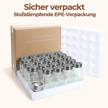 Набір банок для спецій ComSaf (24×120 мл) з мітками, дозатори, з нержавіючої сталі, органайзер