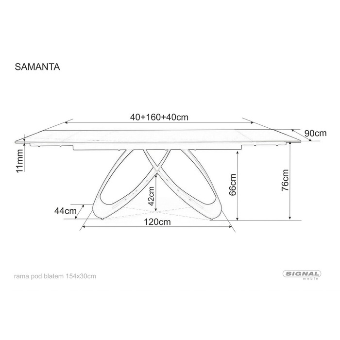 Стіл SAMANTA CERAMIC 160(240)*90 чорний SAHARA NOIR/чорний мат