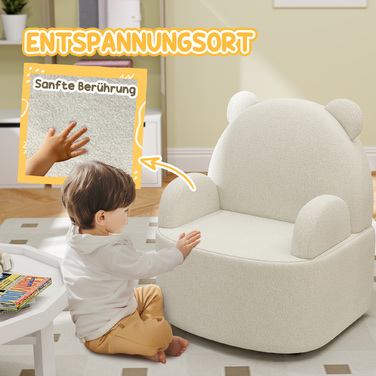 AIYAPLAY Дитяче крісло Teddy Fleece Bear Shape для дітей 1,5-3 років, зручний дитячий диван для дитячої кімнати та ігрової кімнати, бежевий