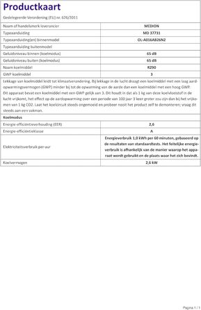 Мобільний кондиціонер MEDION P901, 9000 BTU, керування додатком, 3в1, до 32 м, MD 37732