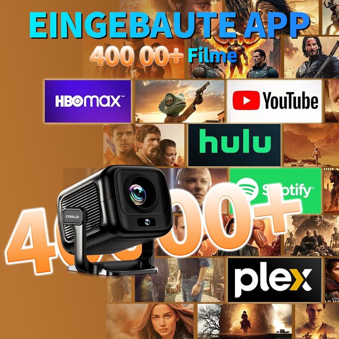 Портативний проєктор Mini Beamer 4K Full HD з 5G WiFi 6, Bluetooth 5.4 та автоматичною корекцією трапецеїдальних спотворень. Підтримка USB/Laptop/PC, з мишкою та пультом дистанційного керування. Чорний (Black-1)