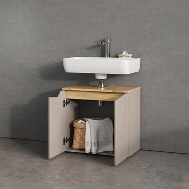 Шафка під раковину Livinity Bad Timavo, білий колір, 60 x 67 см з полицею, білий (Greige)