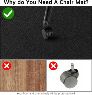 Килимок під стілець | 90x140 см | Захист для підлоги | Килимок для офісного стільця | Чорний